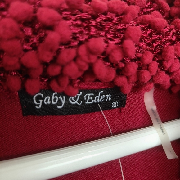 Gaby & Eden Red blouse-style sweater with fallen turtleneck with sequins size L - Picture 9 of 10